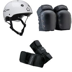 Pro-Tec Classic Skate Skateboard Helmet ​+ Street Open Back Skateboard Knee Pads ​+ Street Skateboard Wrist Pads