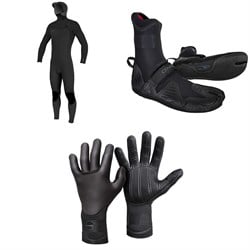 O'Neill 5​/4​+ Hyperfreak Chest Zip Hooded Wetsuit ​+ 5mm Psycho Tech ST Wetsuit Boots ​+ 3mm Psycho Tech Gloves
